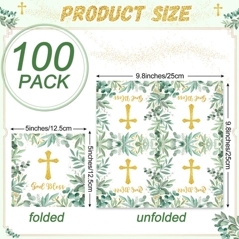 Naozinebi sage green leaf napkin enhances First Communion table settings.