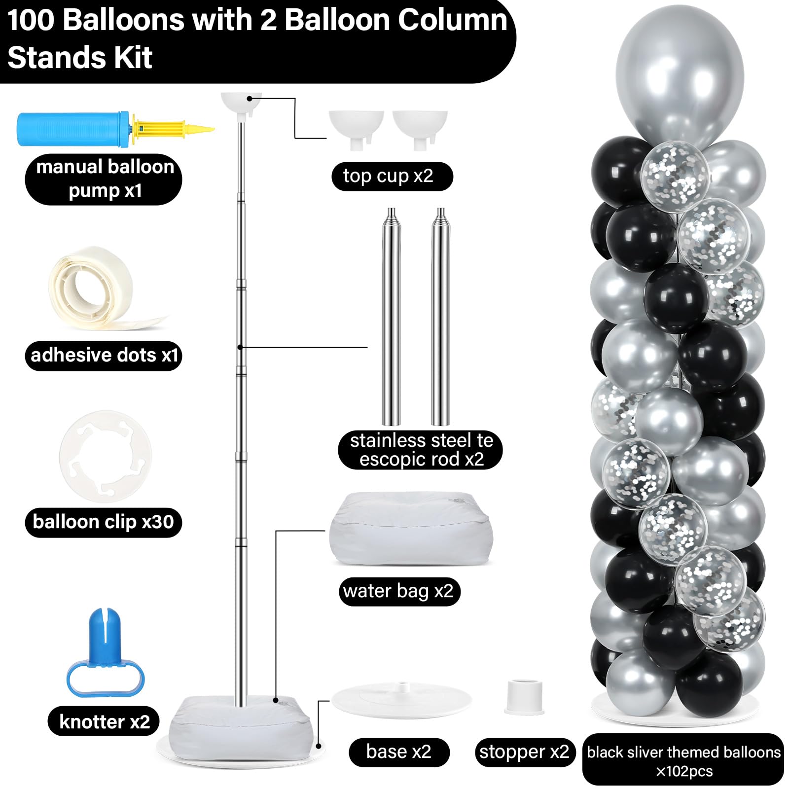 Naozinebi stainless steel telescopic pole height adjustable for custom displays