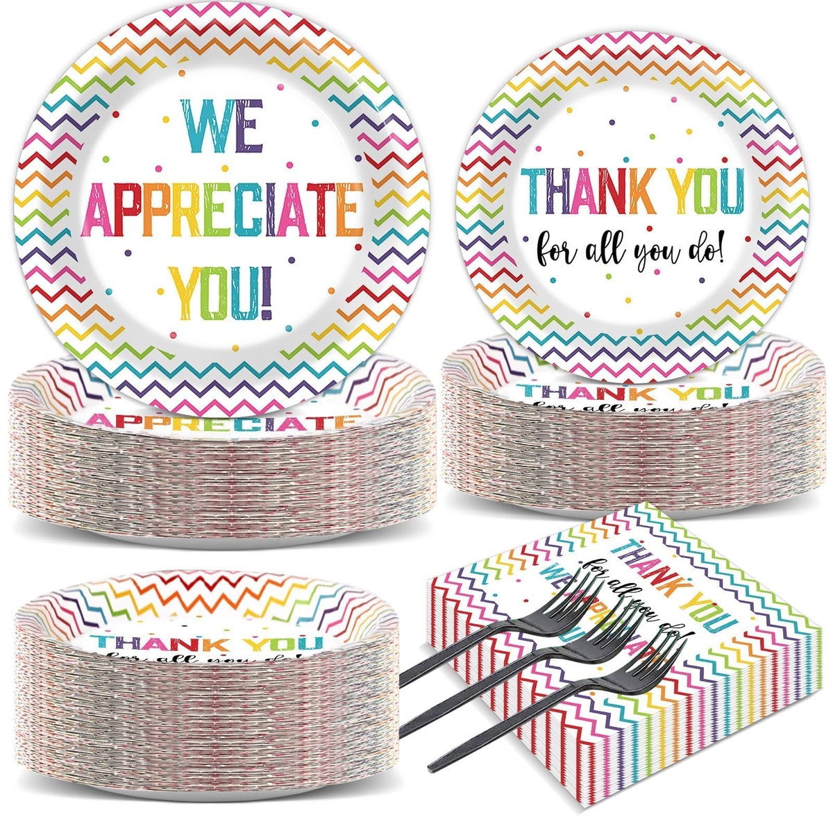 Naozinebi thank you plates 9inch 50pcs for easy party setup and quick cleanups