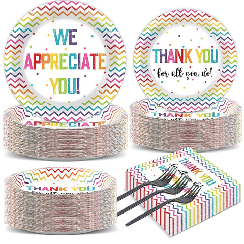 Naozinebi thank you plates 9inch 50pcs for easy party setup and quick cleanups