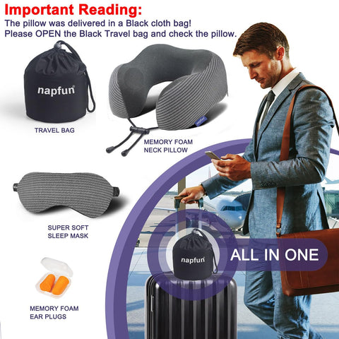 Napfun dark gray striped kit—stylish, portable travel essentials