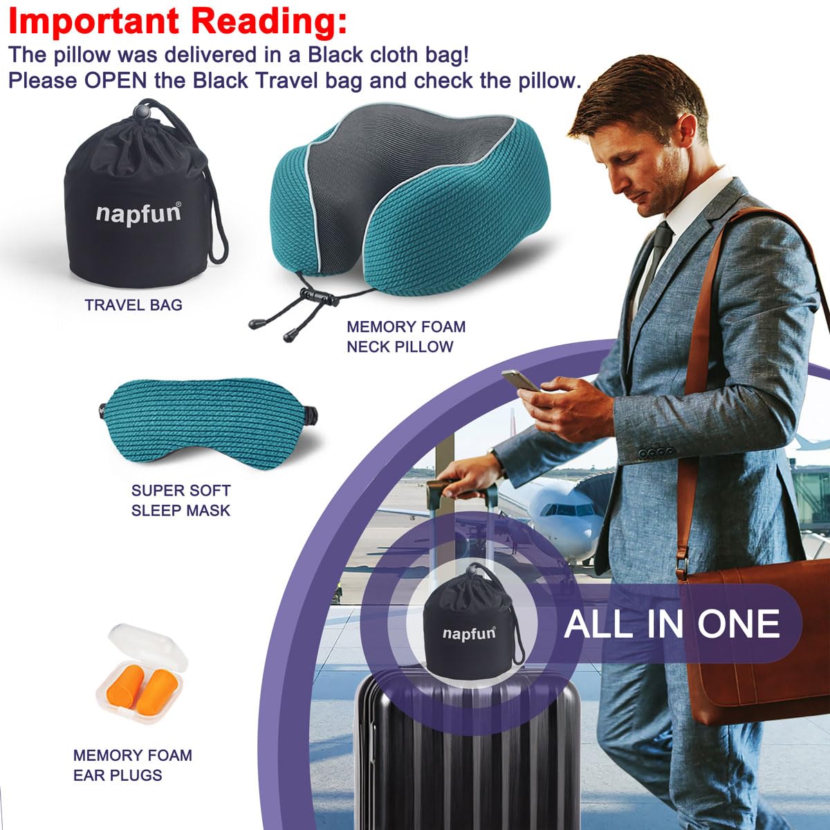 napfun luxury travel set shows mask and earplugs together