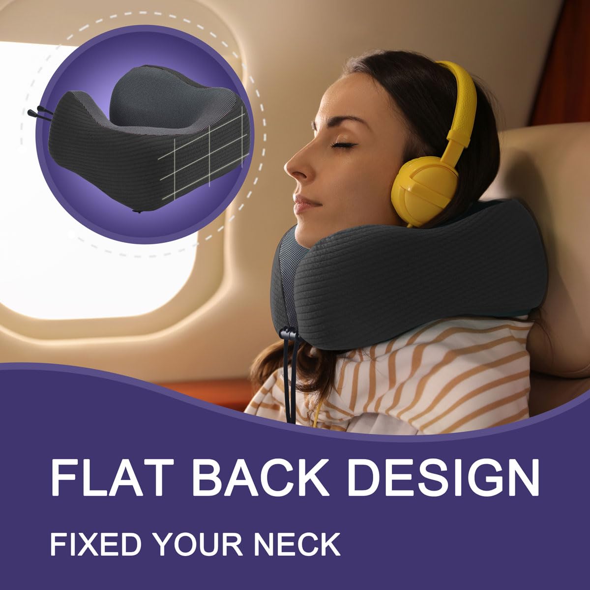 Napfun neck pillow with raised lobe design supports neck and shoulders.