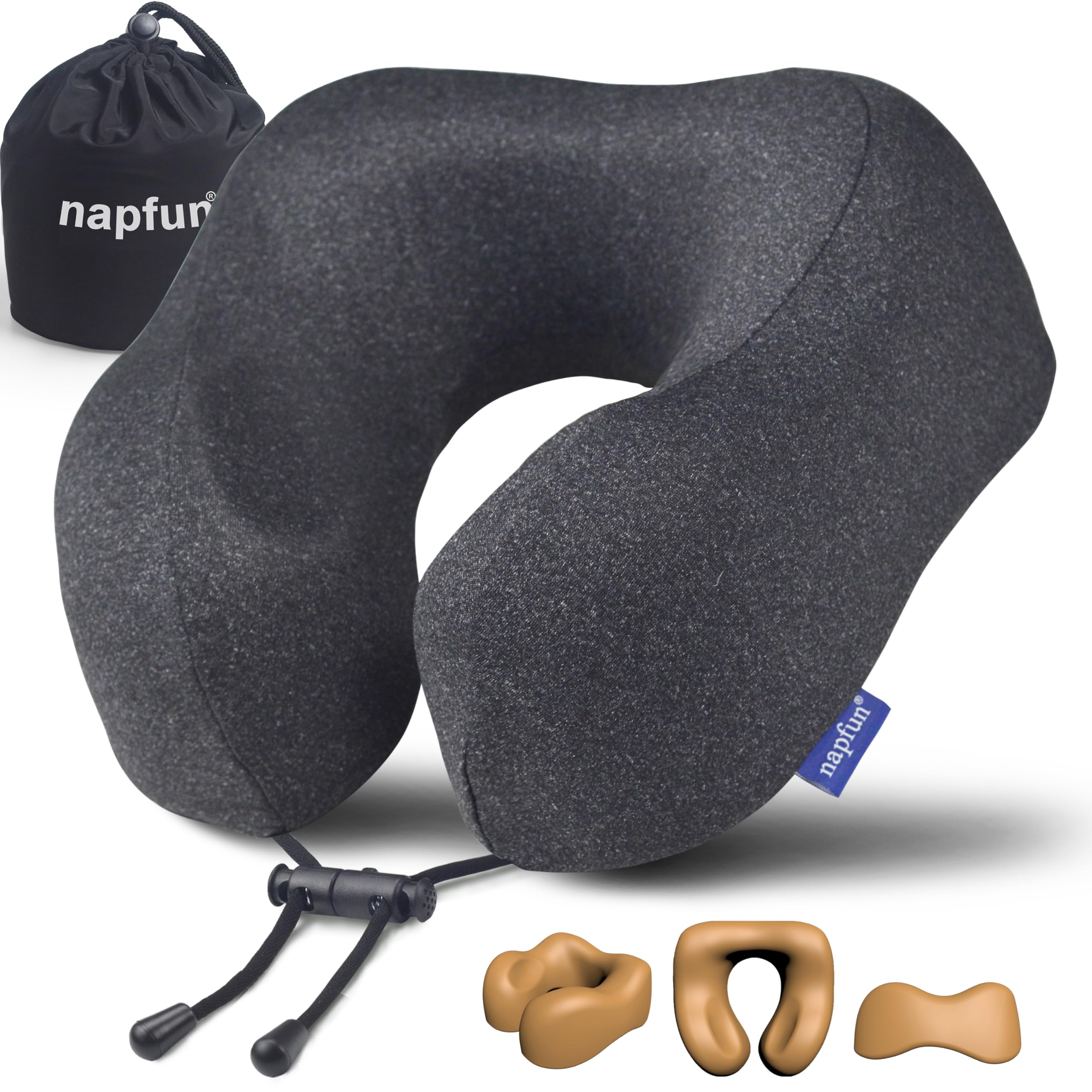 Napfun neck pillow with chin support keeps your head steady during travel.