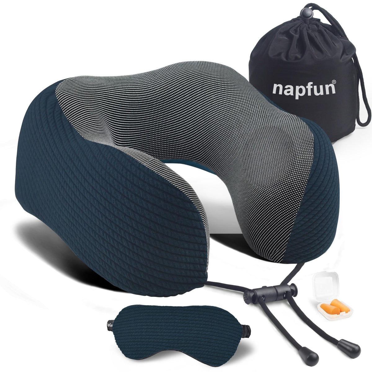 Napfun neck pillow with memory foam contour for travel comfort