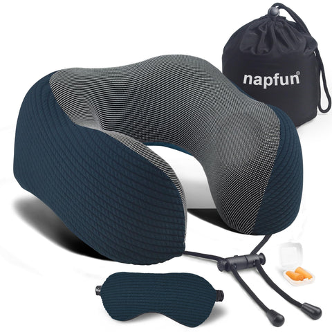 Napfun neck pillow with memory foam contour for travel comfort