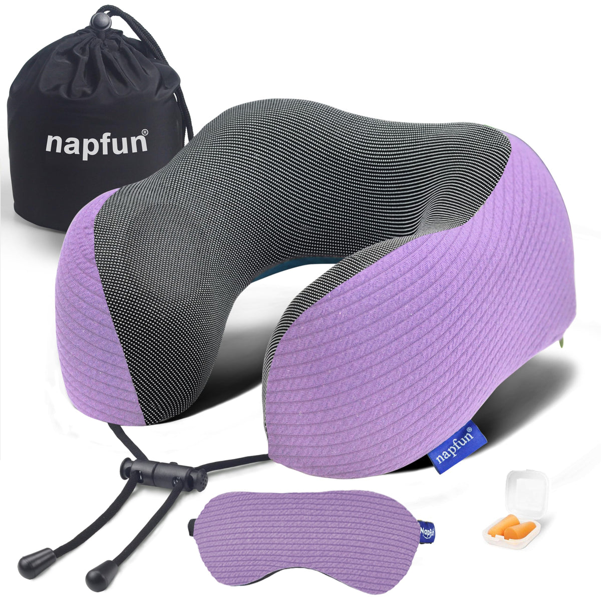 Napfun neck pillow travel with memory foam offers chin support for comfortable flights.