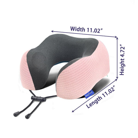 Napfun pink striped kit display featuring eye mask and earplugs for travel comfort.