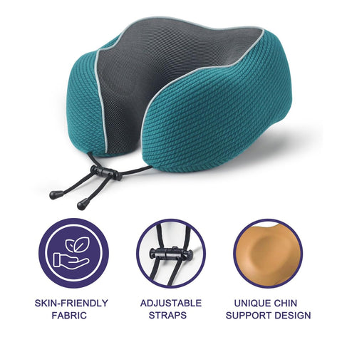 napfun teal striped sleep mask included for total travel blackout