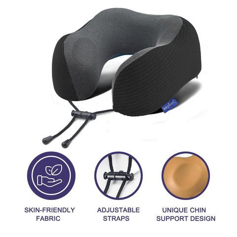 Napfun travel kit includes sleep mask and earplugs for a calmer journey.