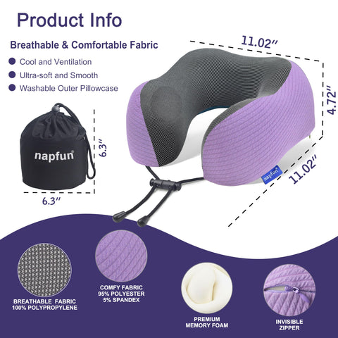 Napfun travel-pillow-with-bag showcases portable design for easy packing.