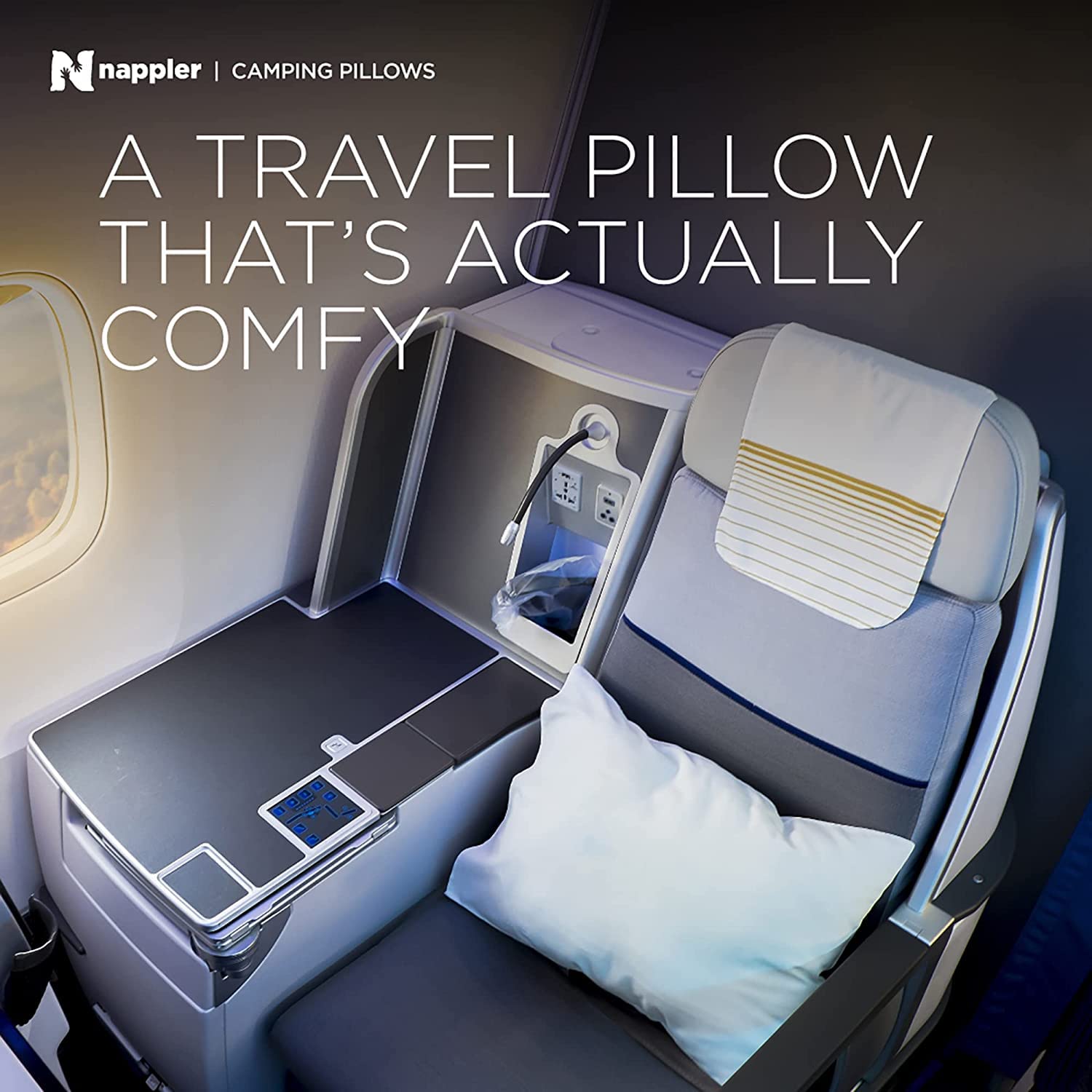 Nappler lightweight pillow with carry case aiding simple packing and quick setup.