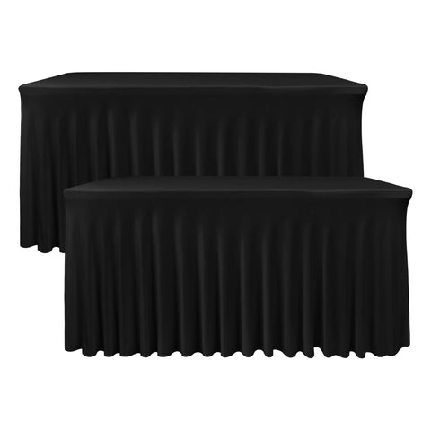 Nasitos black rectangle tablecloths 2-pack front view for a clean banquet setup.