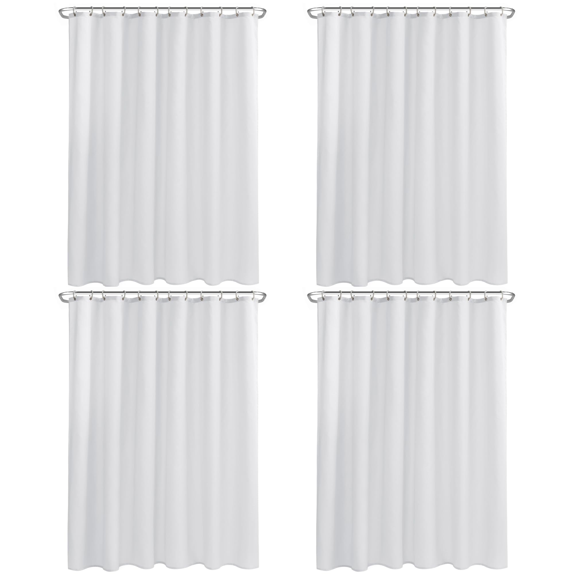 Nasitos fabric shower curtain liner in white, 4-pack with hotel-quality feel.