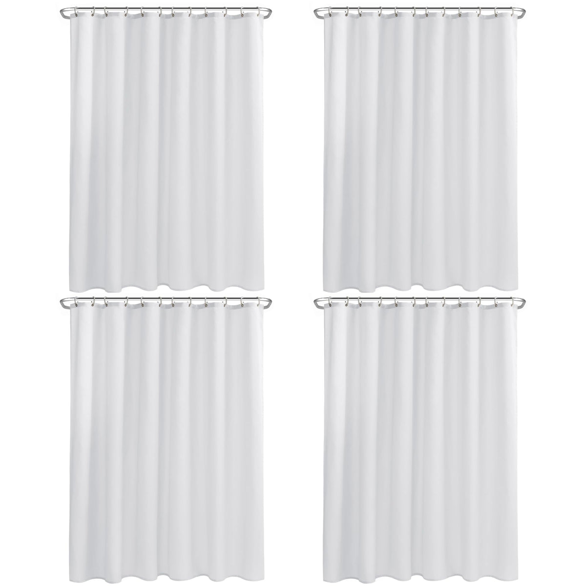 Nasitos fabric shower curtain liner in white, 4-pack with hotel-quality feel.
