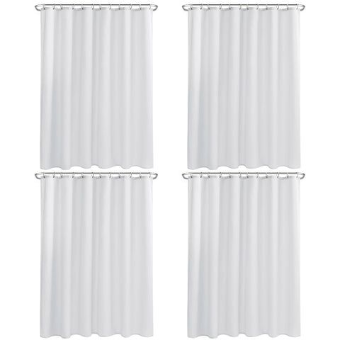 Nasitos fabric shower curtain liner in white, 4-pack with hotel-quality feel.