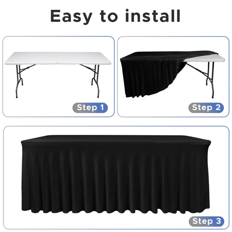 Nasitos table skirt conceals legs and cords for a tidy under-table presentation.