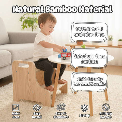 Natapai toddler step stool with anti-slip pads minimizes slipping.