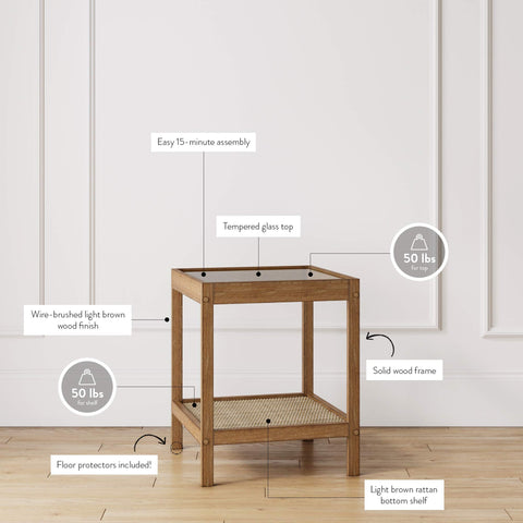 Hayes glass top offers easy cleaning and surface protection.