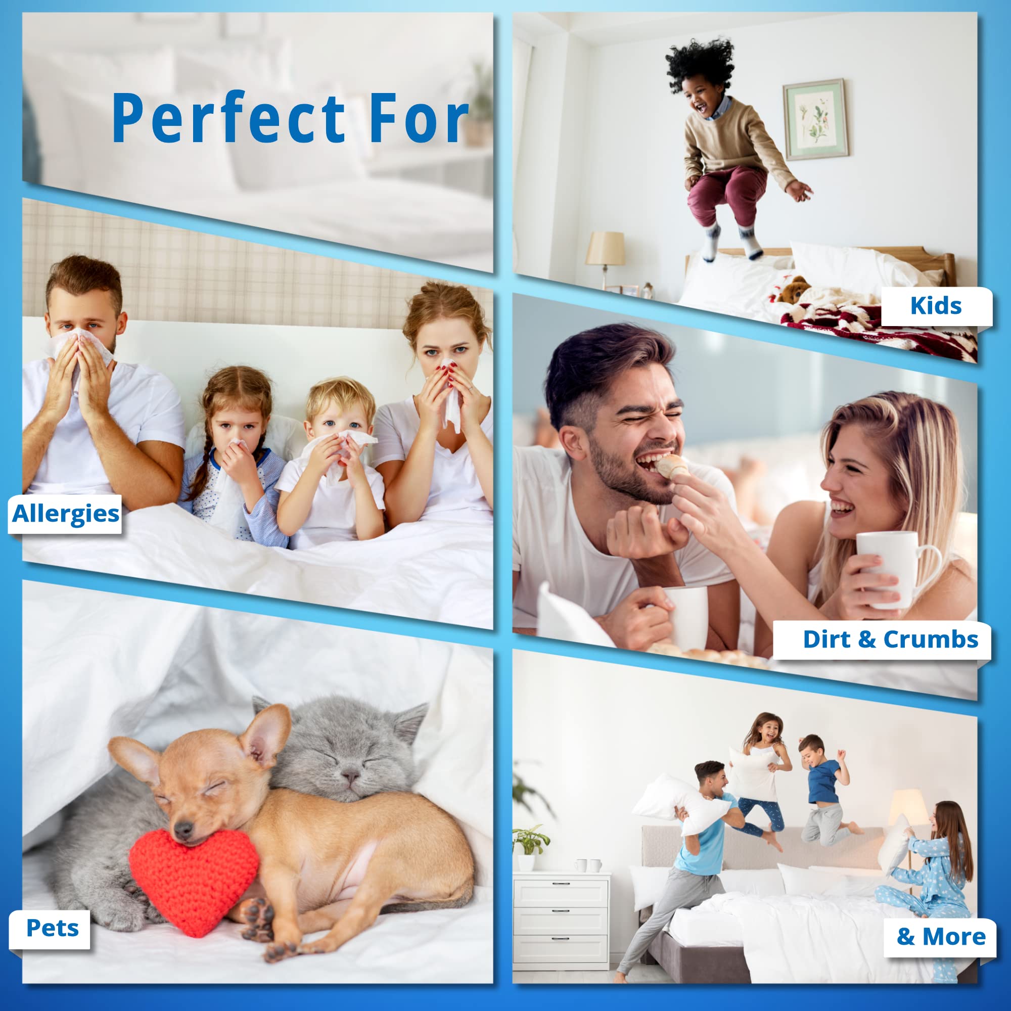 National Allergy Premium Pillow Protector noiseless fabric offers soft, quiet use.