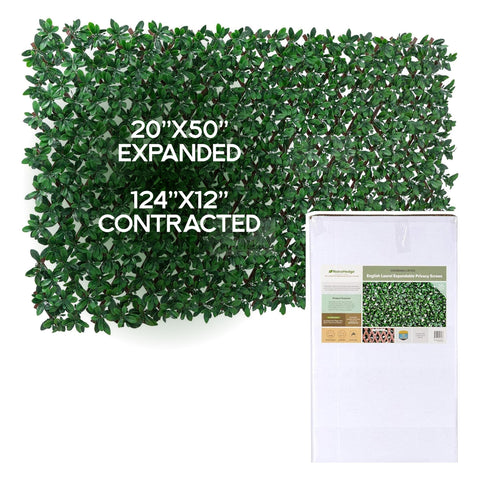 NatraHedge Laurel leaf wall decor enhances outdoor privacy with realistic faux greenery.