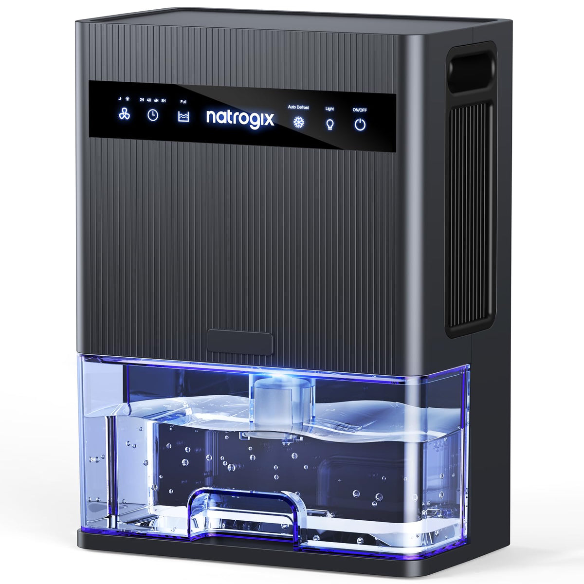 Natrogix dehumidifier with 106 oz water tank for extended moisture control.