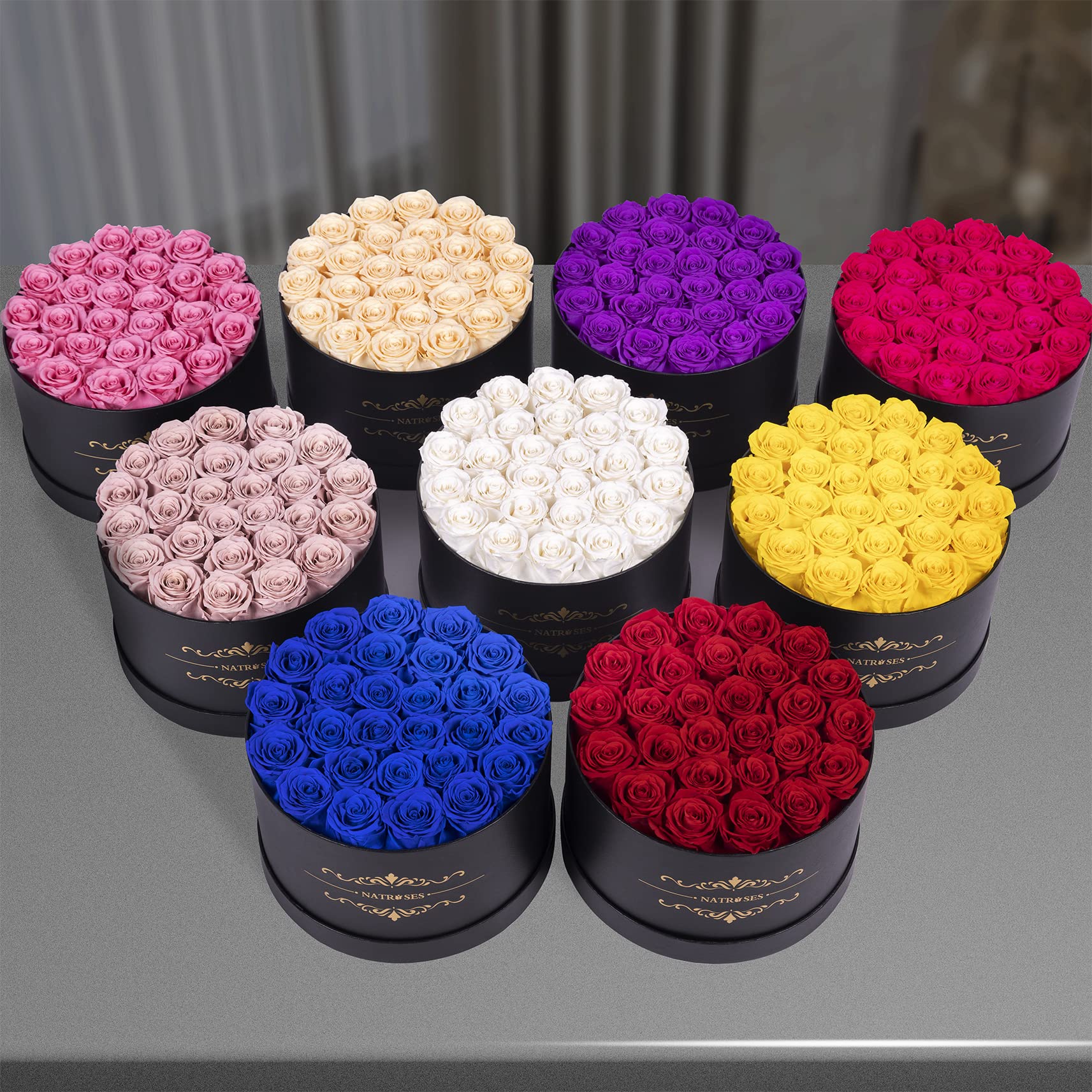 NATROSES birthday gift for her with preserved roses designed to endure.