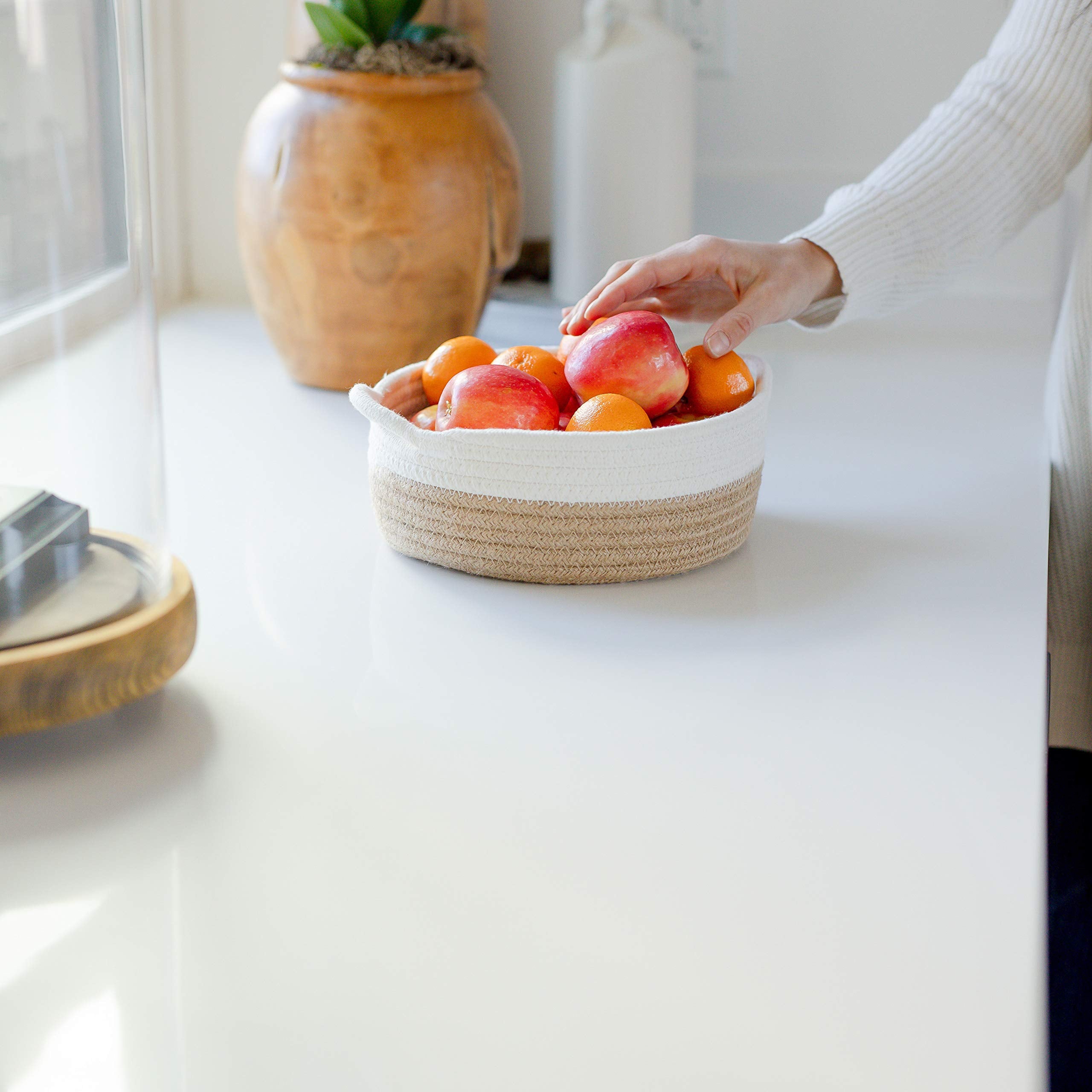 NaturalCozy smallest round basket ideal for catchall storage.