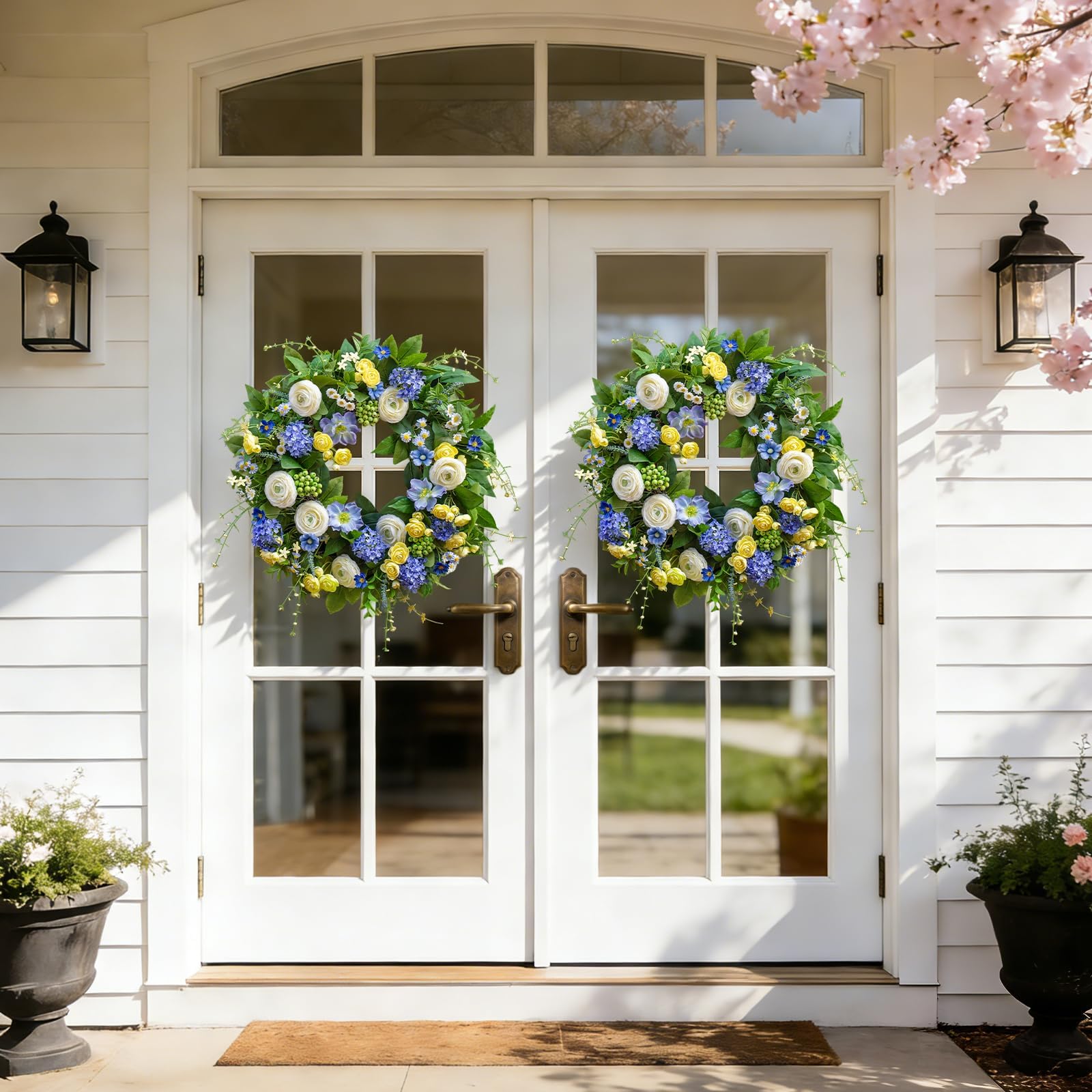 NaturaWre spring wreath decor idea for doors and entryways.