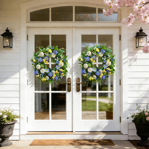 NaturaWre spring wreath decor idea for doors and entryways.