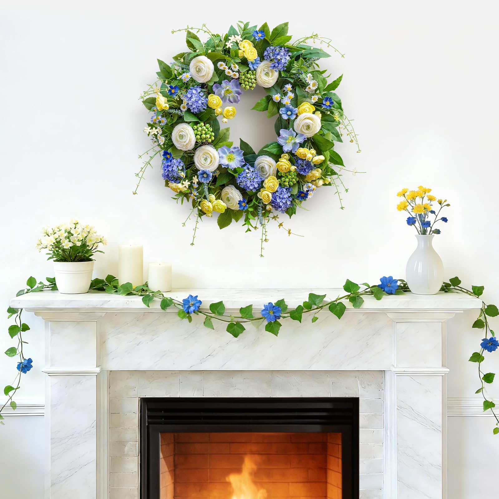 NaturaWre hydrangea blossoms detail adds soft color and texture.