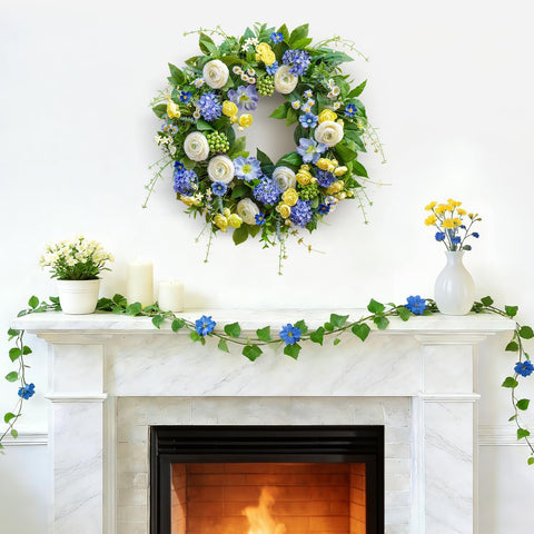 NaturaWre hydrangea blossoms detail adds soft color and texture.