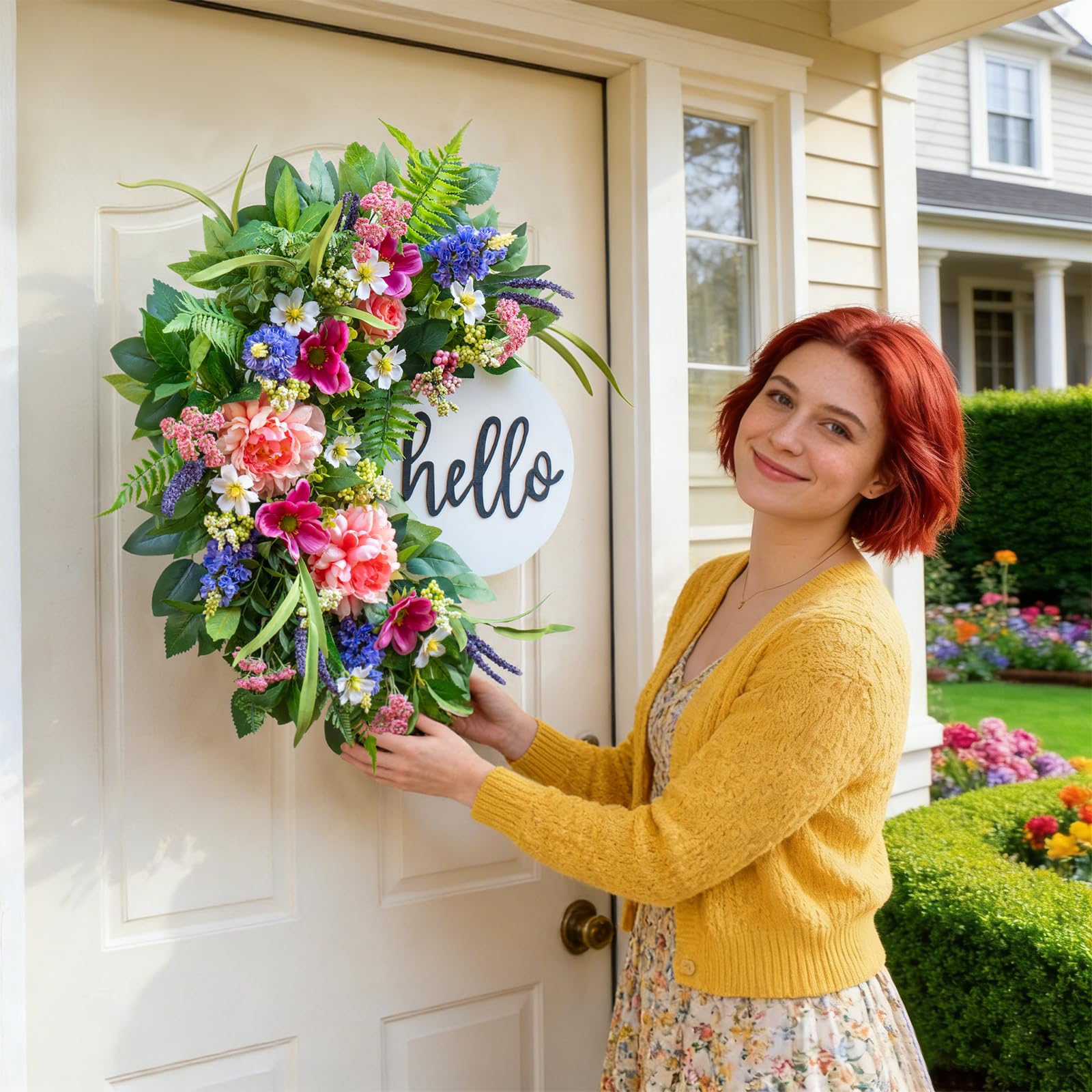 NaturaWre indoor-outdoor wreath fits porches and entryways for year-round decor.