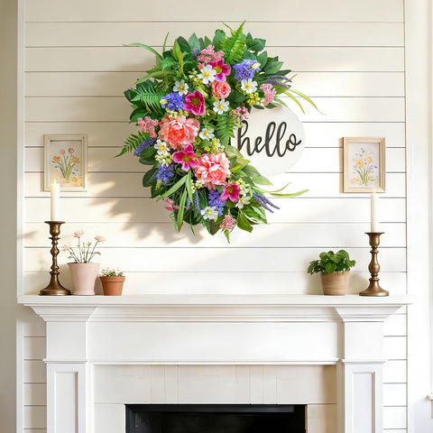 NaturaWre lavender and hydrangea accents create a soft, inviting spring palette.