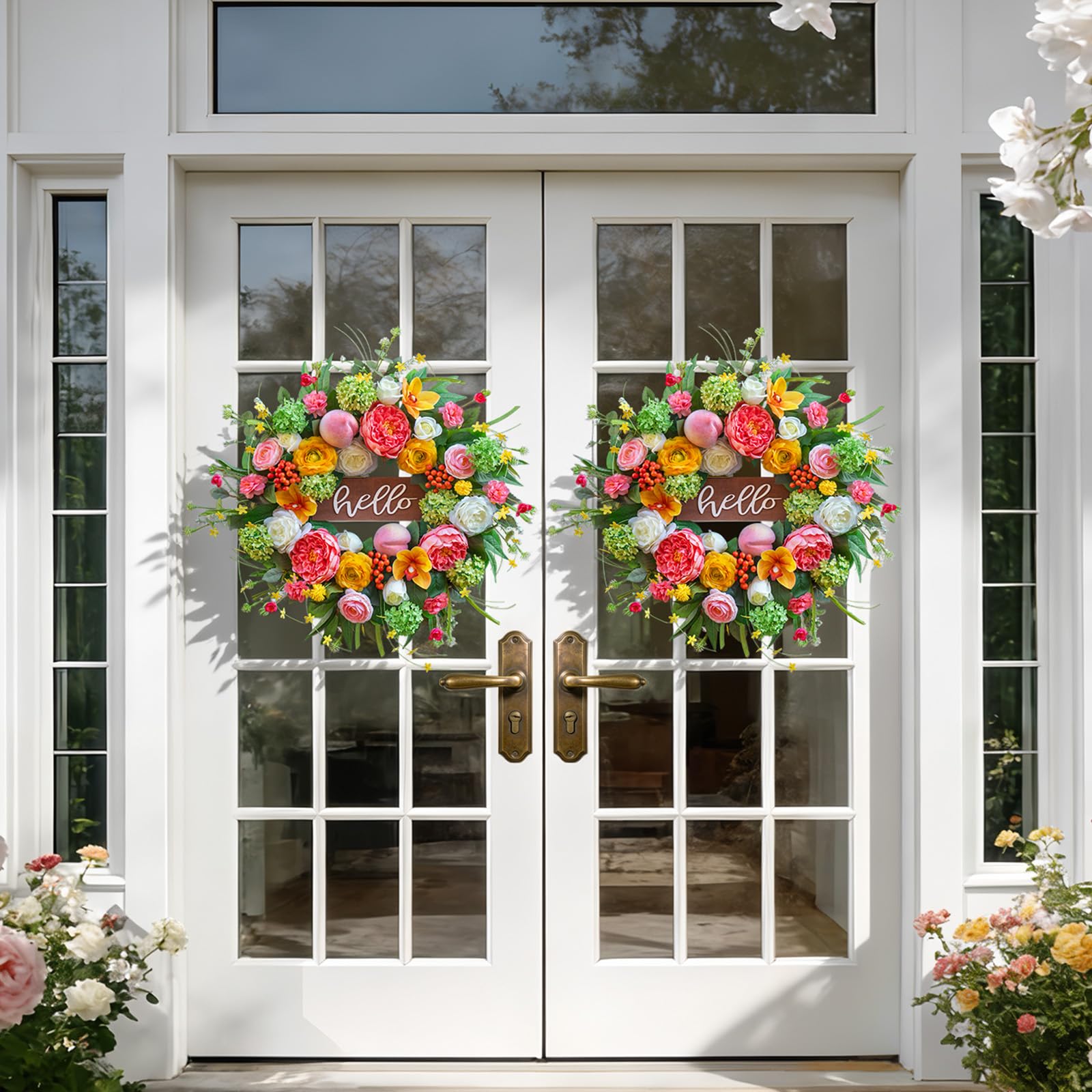 NaturaWre peach and berry tones refresh porch décor.