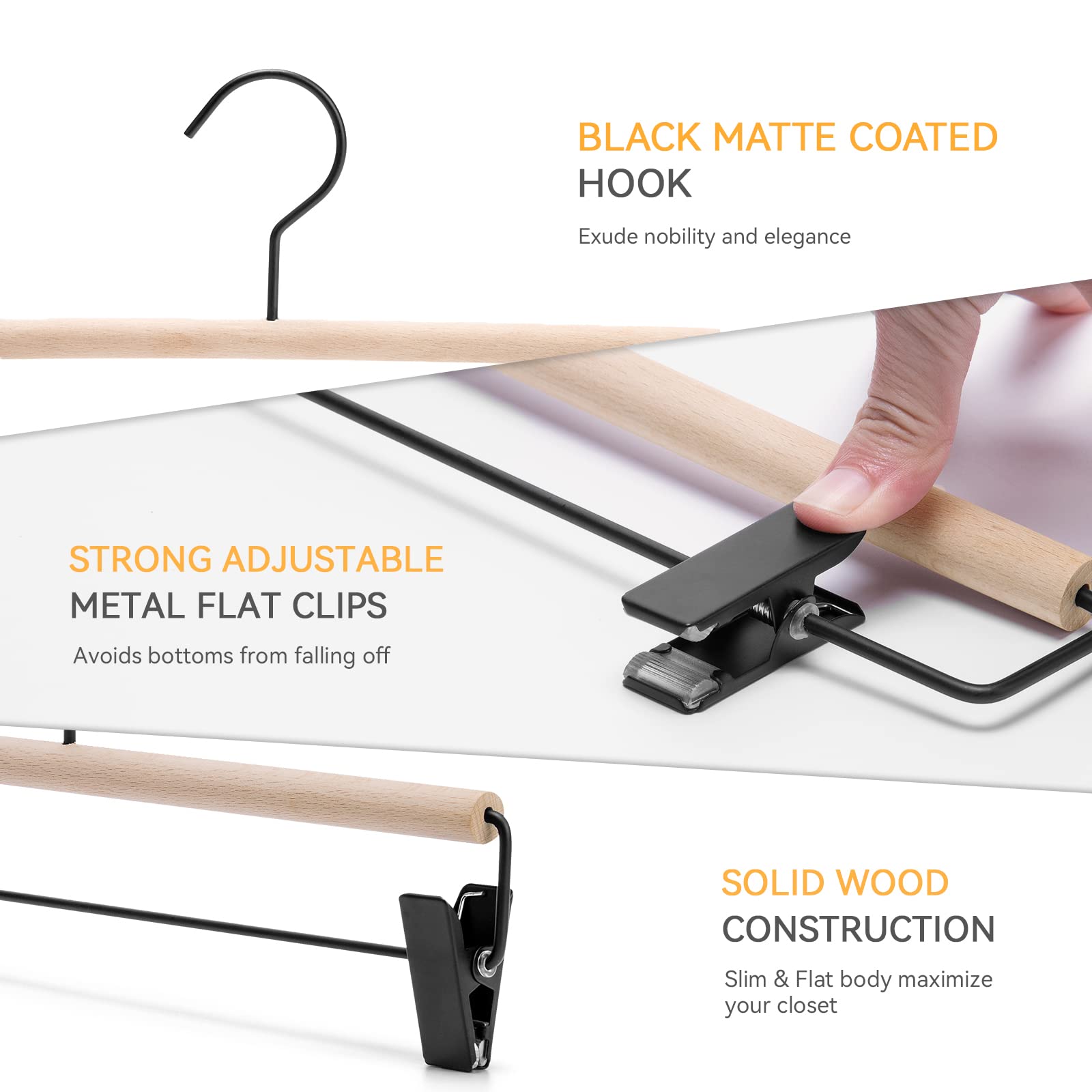 Nature Smile beech wood hanger hook top view with elegant hardware