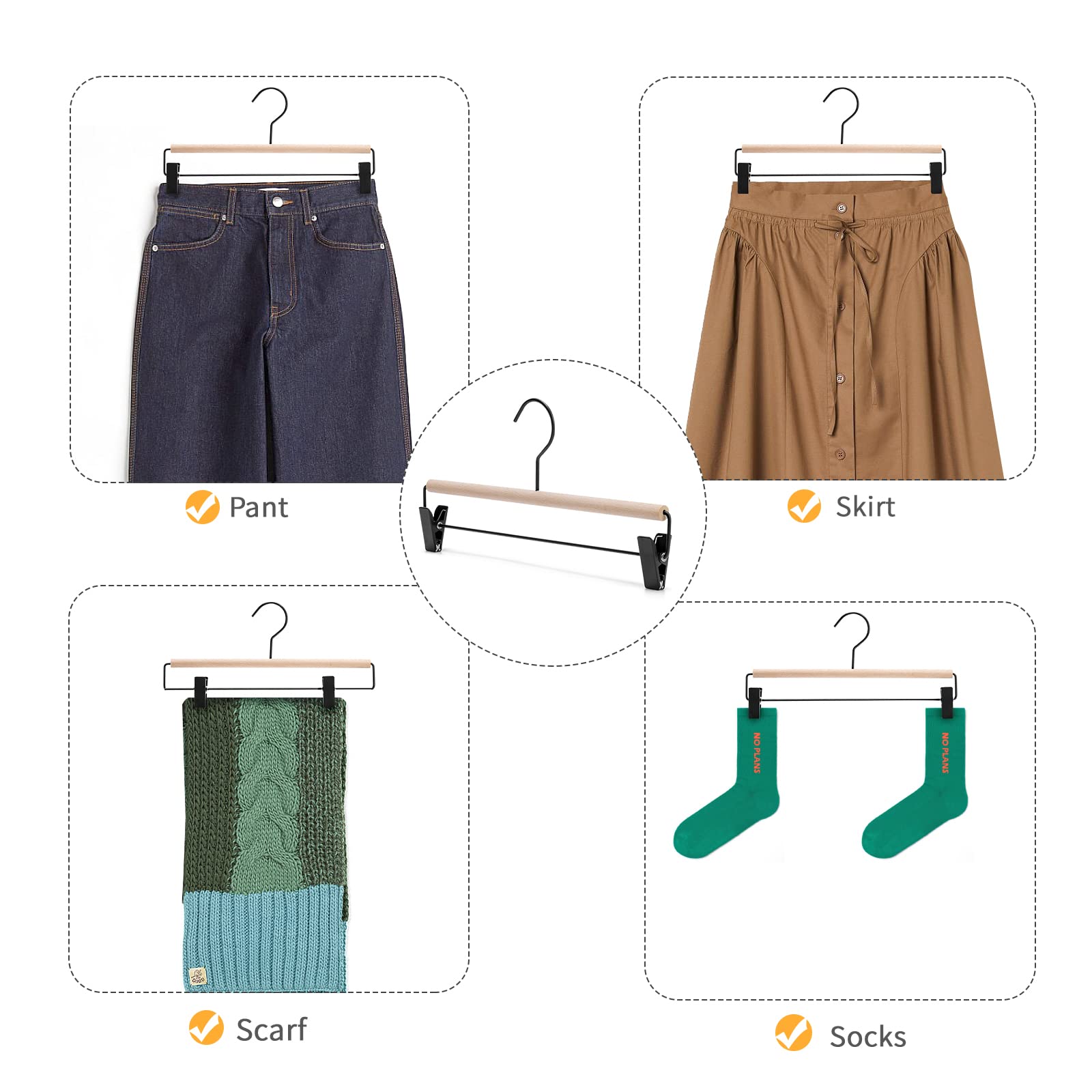 Nature Smile hanger non-slip clips keep garments secure
