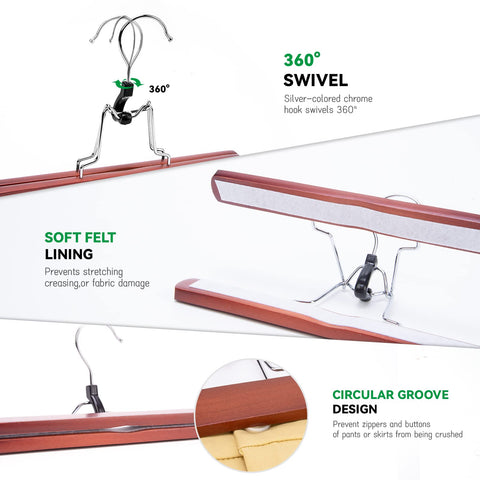 Nature Smile cherry wood pants hangers ideal for trousers and skirts.