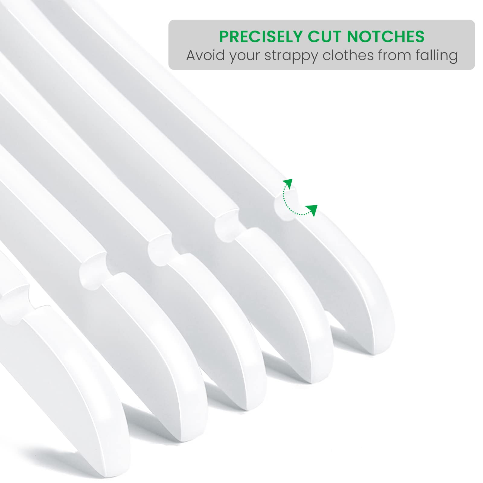 Nature Smile hanger with notches secures straps for dresses and tops.