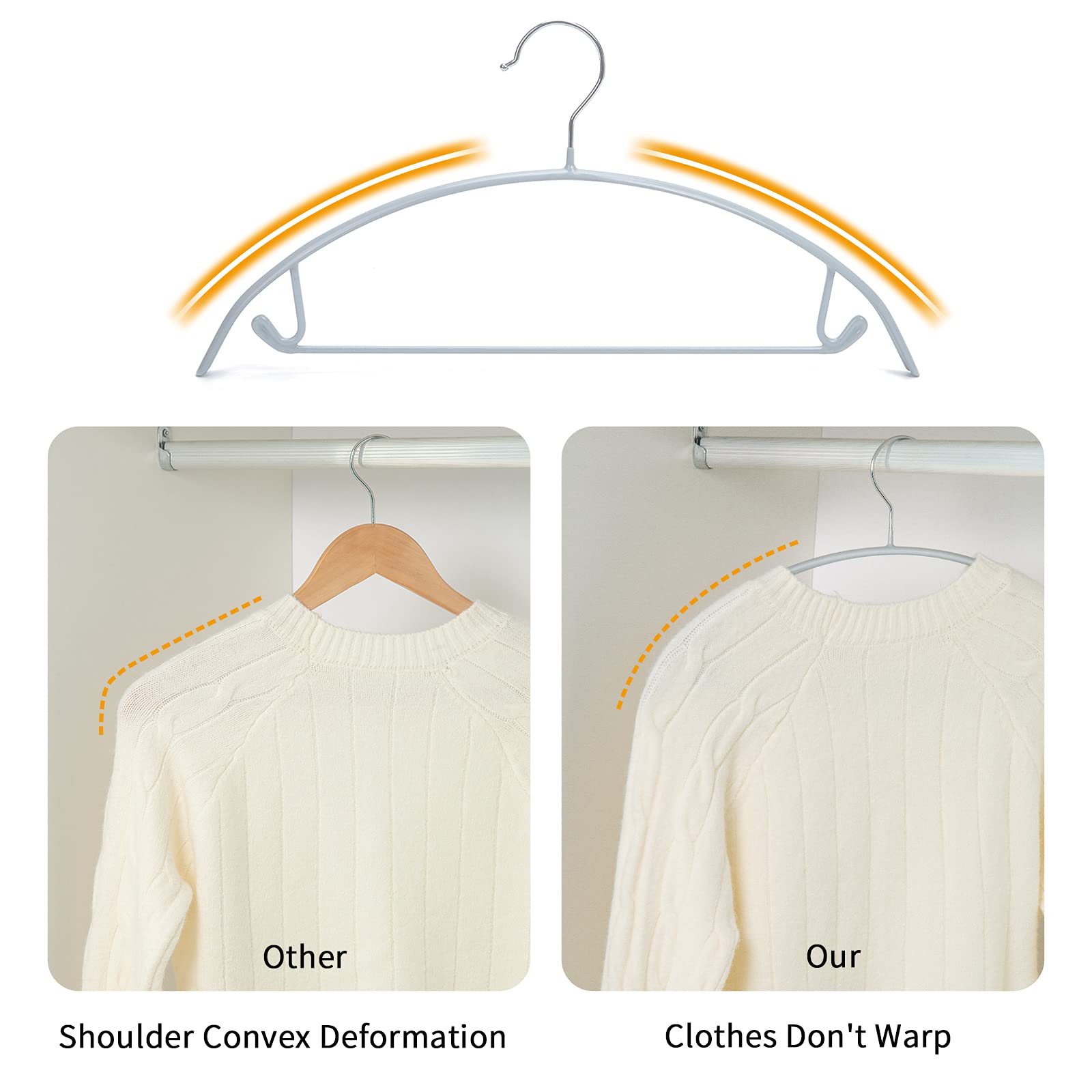 Nature Smile durable metal construction hanger supports heavy coats and suits.