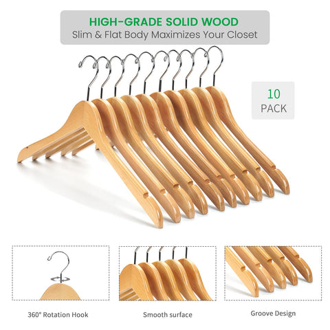 Nature Smile Gugertree wood hanger with contoured shoulders preserves garment shape