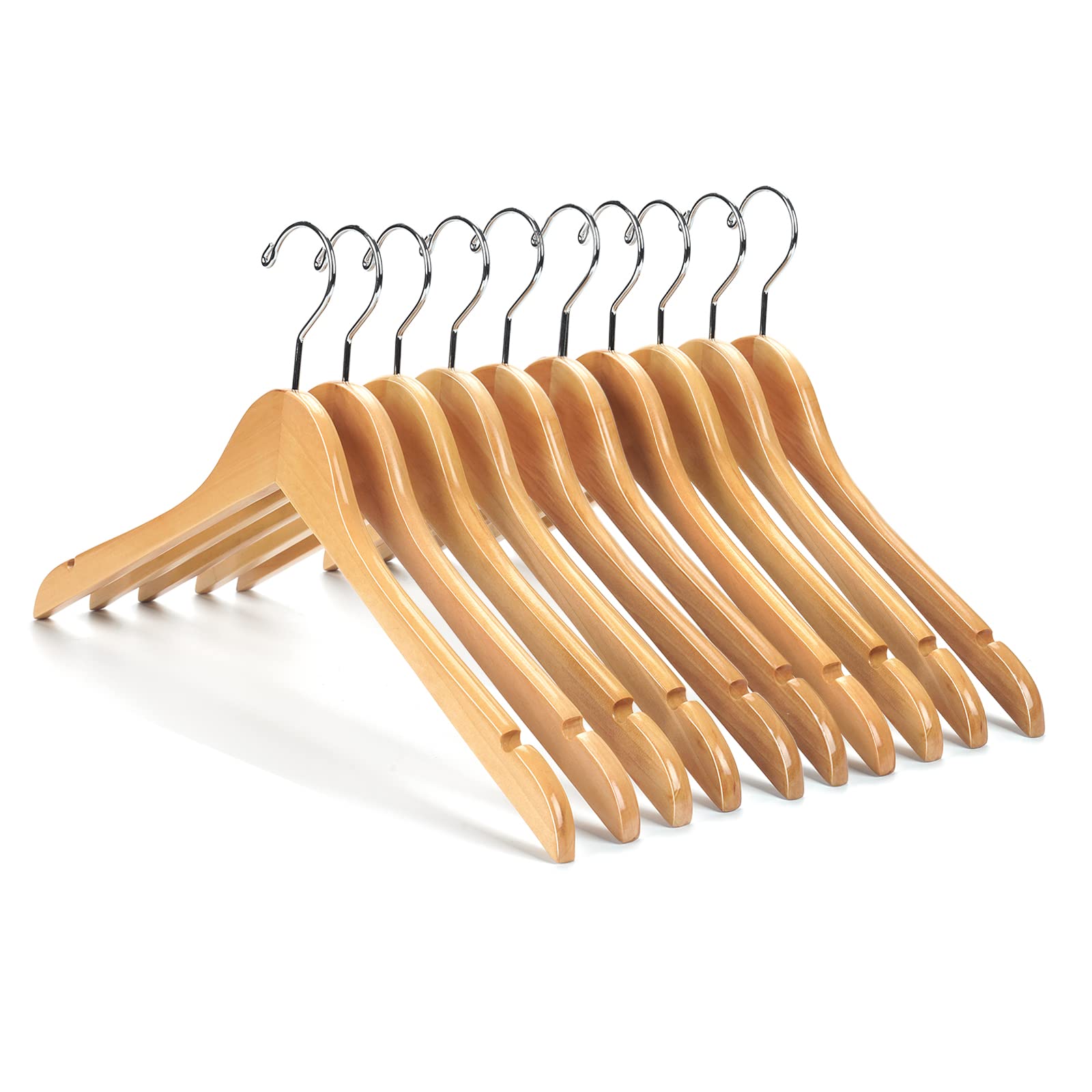 Nature Smile Gugertree wood hanger in natural finish; sturdy for daily wardrobe