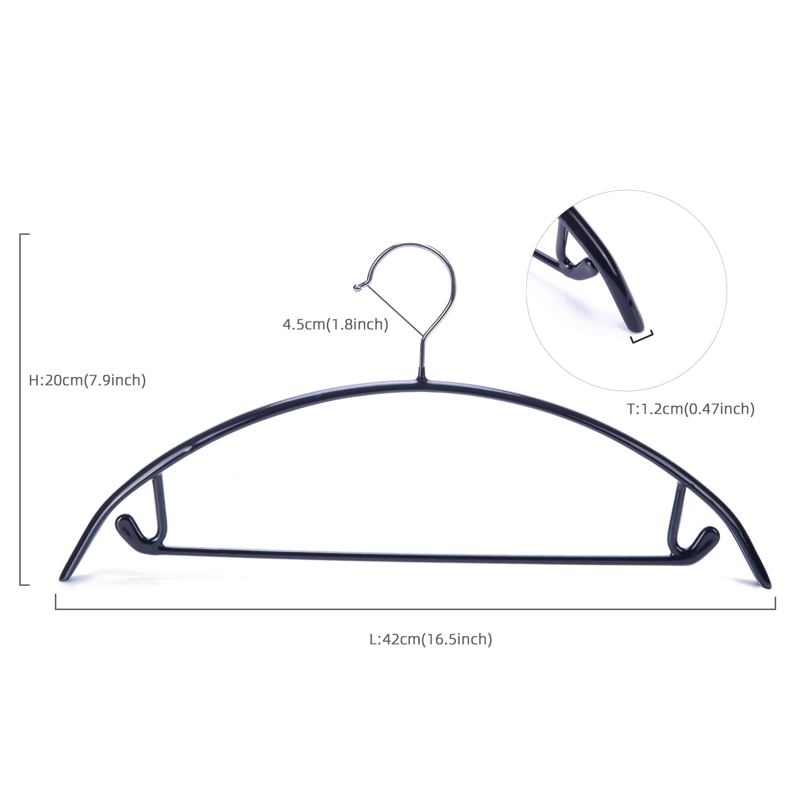 Nature Smile heavy metal coated hanger close-up demonstrates durable long-lasting construction.