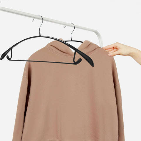Nature Smile non-slip hangers in use with sweaters and jackets