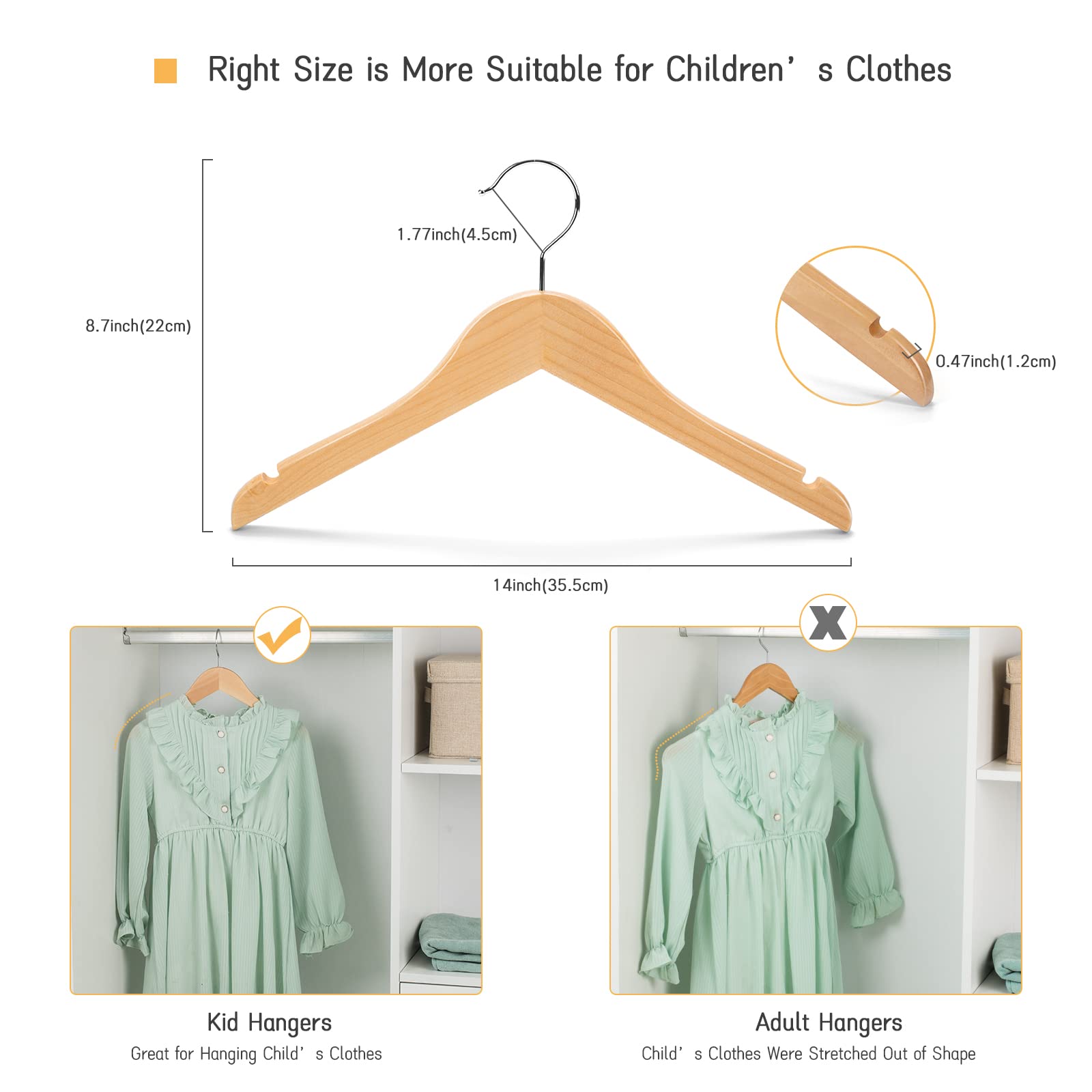 Nature Smile Juniors hanger side view ideal for small coats.