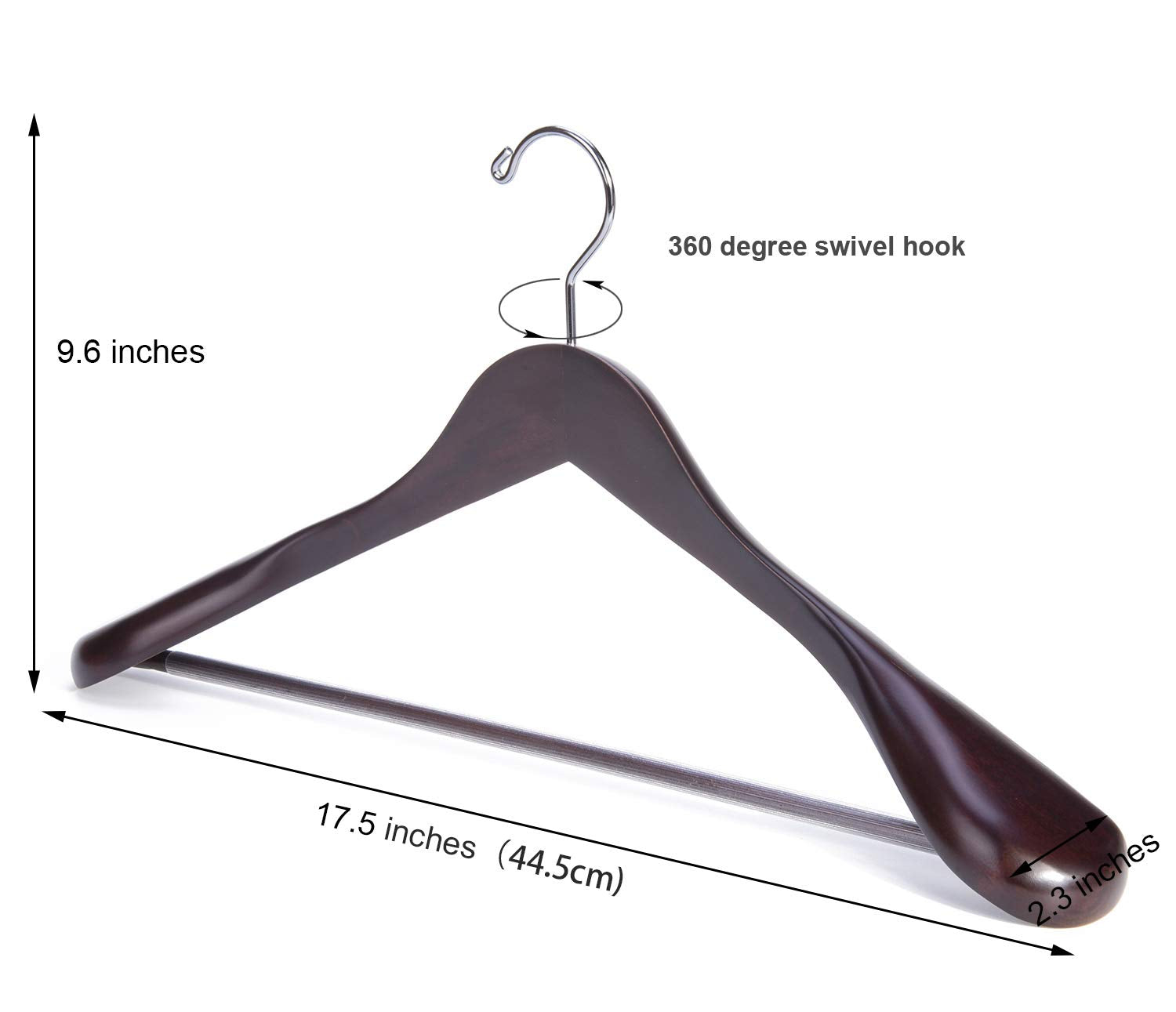 Nature Smile Luxury Mahogany Hanger close-up: smooth finish protects fabrics from snags.