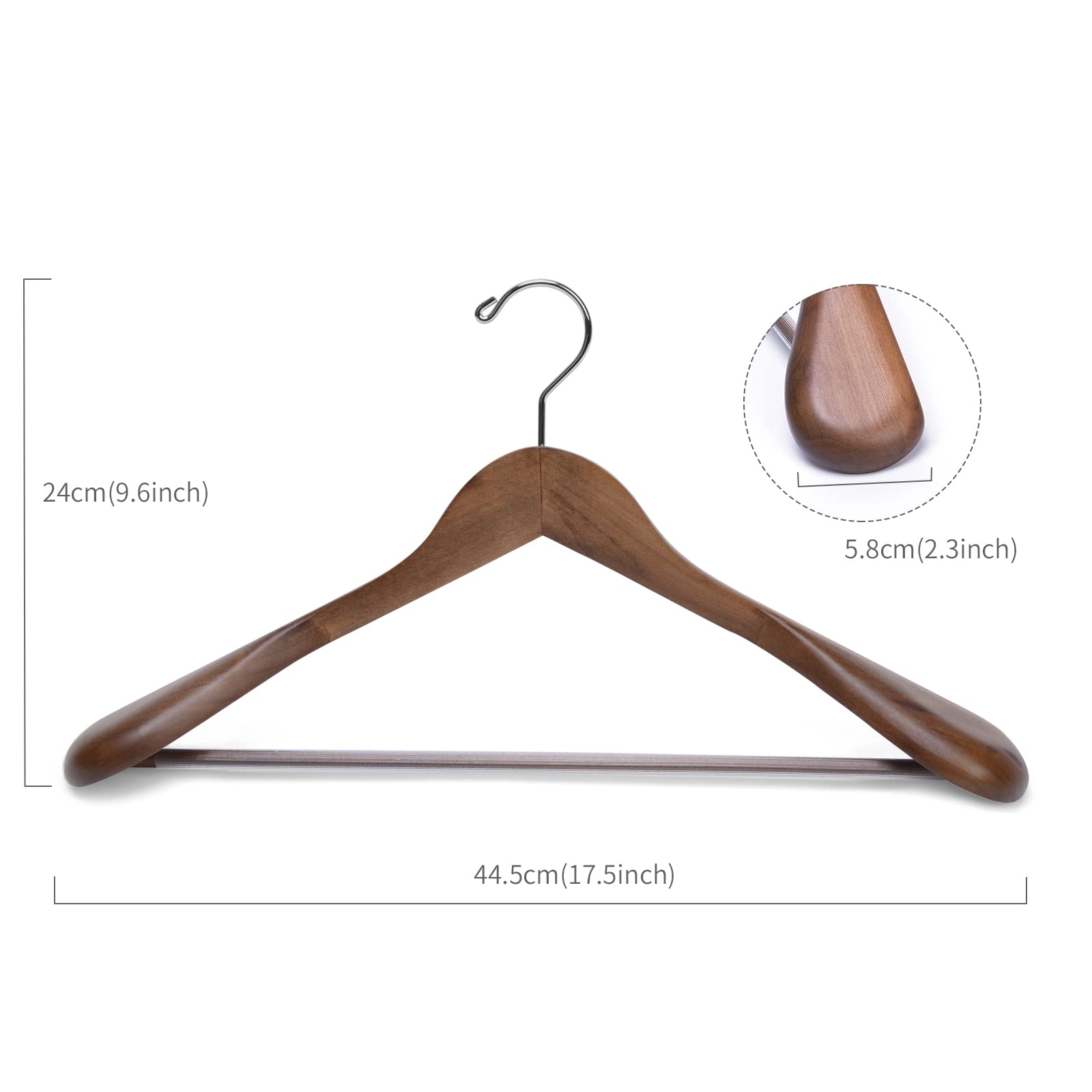 Nature Smile wooden hanger with 360-degree swivel hook for easy outfit viewing