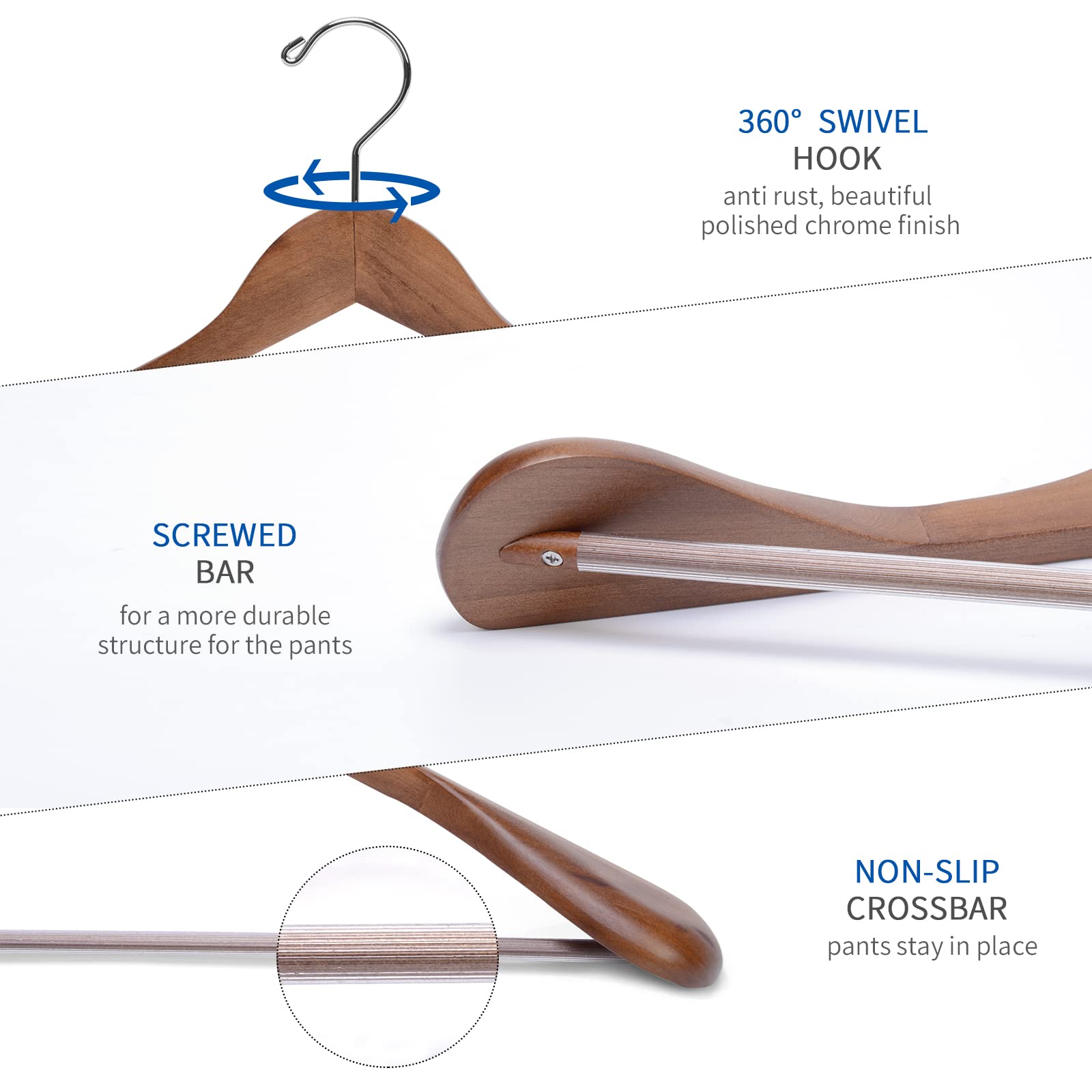 Nature Smile hanger with grooved non-slip bar keeps trousers in place