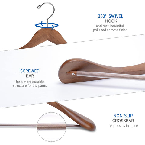 Nature Smile hanger with grooved non-slip bar keeps trousers in place