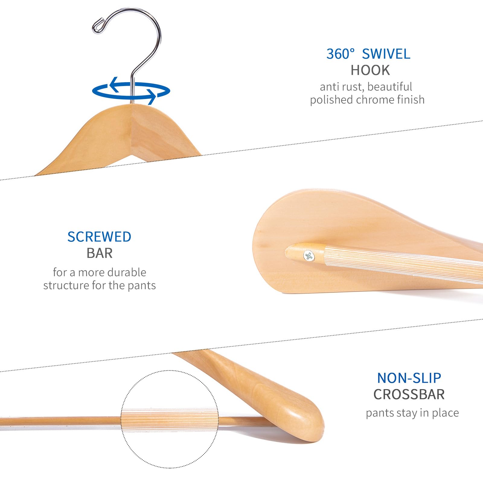 Nature Smile hanger showing 360-degree swivel hook for easy access